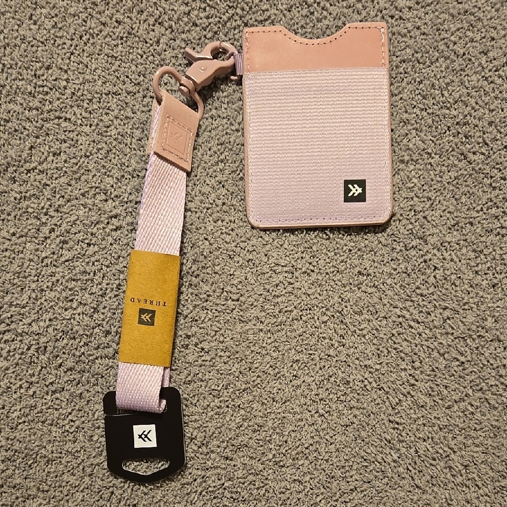 Pink Thread Wallet with Lanyard